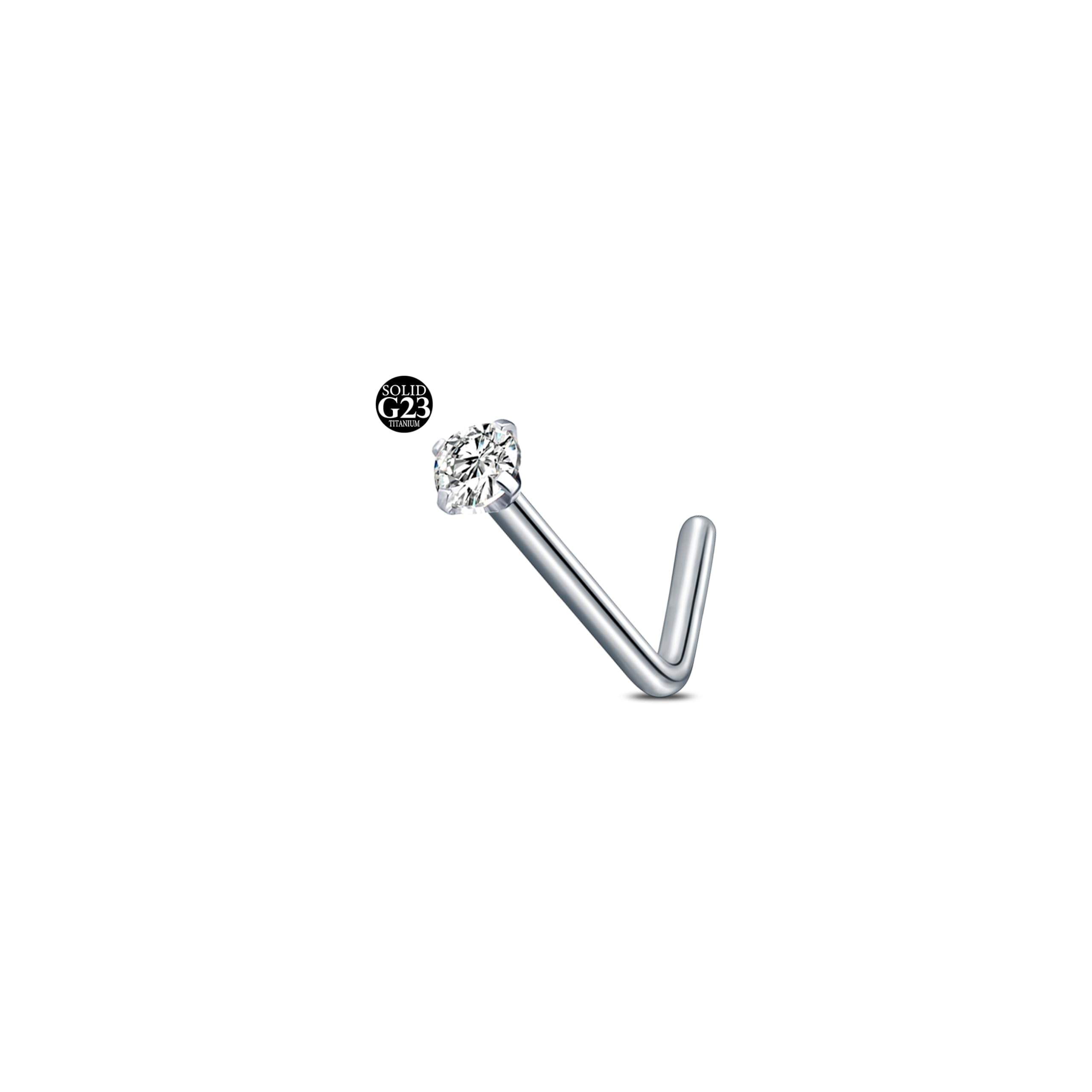 AceFun 20G piercing nariz titanio plata 1 forma G23 plata recta Piercing nariz Joyería para Mujeres Hombres plata circonio cúbico diamantes 1.5mm 2mm 2.5mm 3mm — view 15