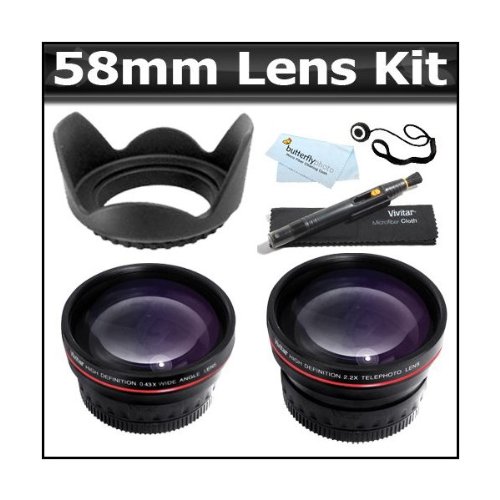 Buy 58mm 2x Telephoto HD Zoom Lens + 0.45x Wide Angle Lens + Lens Pen