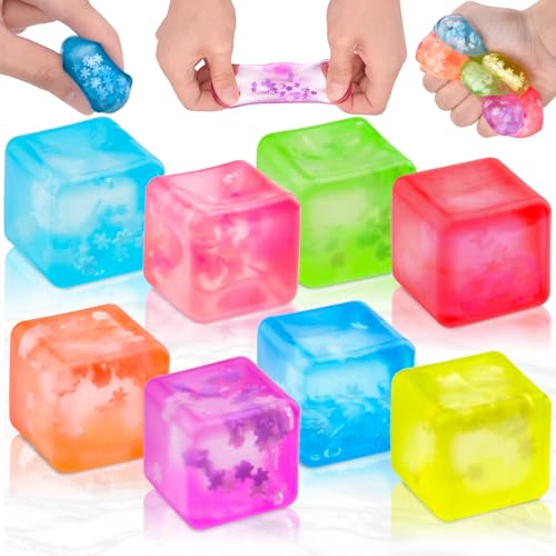 Lot 8 de Balle Anti-Stress, Squishy Balle Anti Stress Enfant et Adulte, Fidget Toy Sensory Balle Antistress, Doux Squeeze Antistress Balle Flocon de Neige pour...