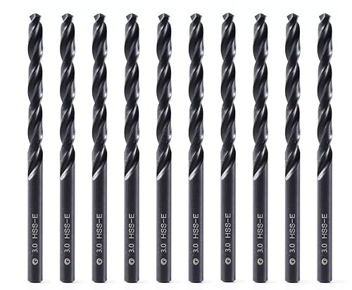 DelitonGude 3,0mm HSS M35 Cobalt Twist Bohrer, Hochgeschwindigkeitsstahl, Satz 10, passend für Stähle, Gusseisen und andere Metalle (3,0mm)