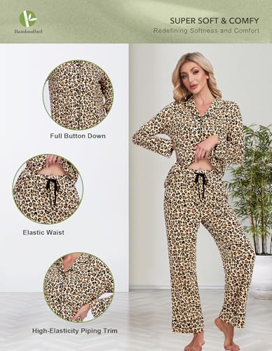 Image of Pajamas Set for Women Soft Knit Button Down Sleepwear 2 Piece Breathable Viscose from Bamboo Pjs S-XXL