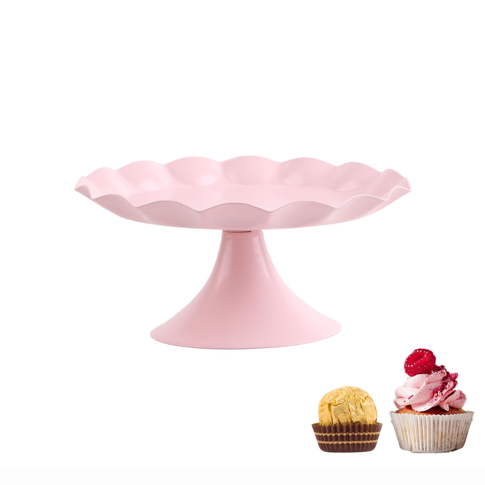 Amazon｜ピンクケーキスタンド、フリルトリムメタルラウンド