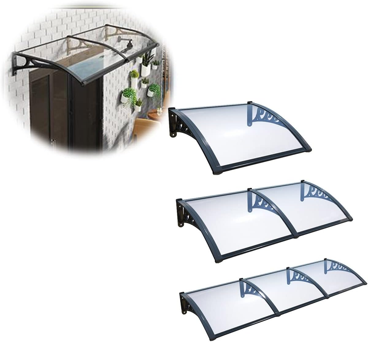 Amazon.co.jp: 屋根大きい庇 雨よけひさしDIYポリカーボネート透明な屋根ひさし60x80cm 80x150cm ...