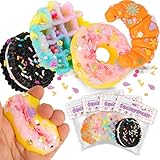 ArtCreativity Squishy Treats Fidget Toys for Kids and Adults - 4 Pack - Super Soft Squishy Dessert Include Sandwich Cookie, Donut, Croissant, and Waffle - Squeeze Toys for Stress Relief and Anxiety