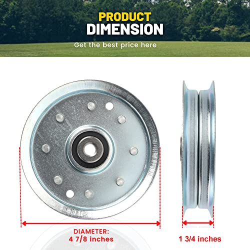 (2-Pack) Exact Replacement 4 7/8" Flat Idler Pulley (Silver) - Oem Part Number 956-04129 753-08171 & 756-04129 - Compatible With Cub Cadet Mtd & Troy-Bilt #TOP3