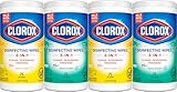 Clorox Disinfecting Cleaning Wipes for Spring Cleaning & Allergy Season, Bleach Free, Fresh Scent and Crisp Lemon, 75 Count Each, Pack of 4