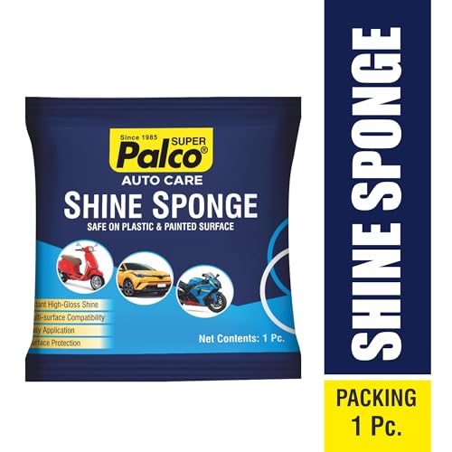 Image of PALCO Shine Sponge (Pack of 10) Multi-Surface High-Gloss Car Polish, All in One Shine Sponge Bike Polish for Shining Ideal for Plastic, Vinyl, Metal Trims, Leather, Rubber & Painted Surfaces