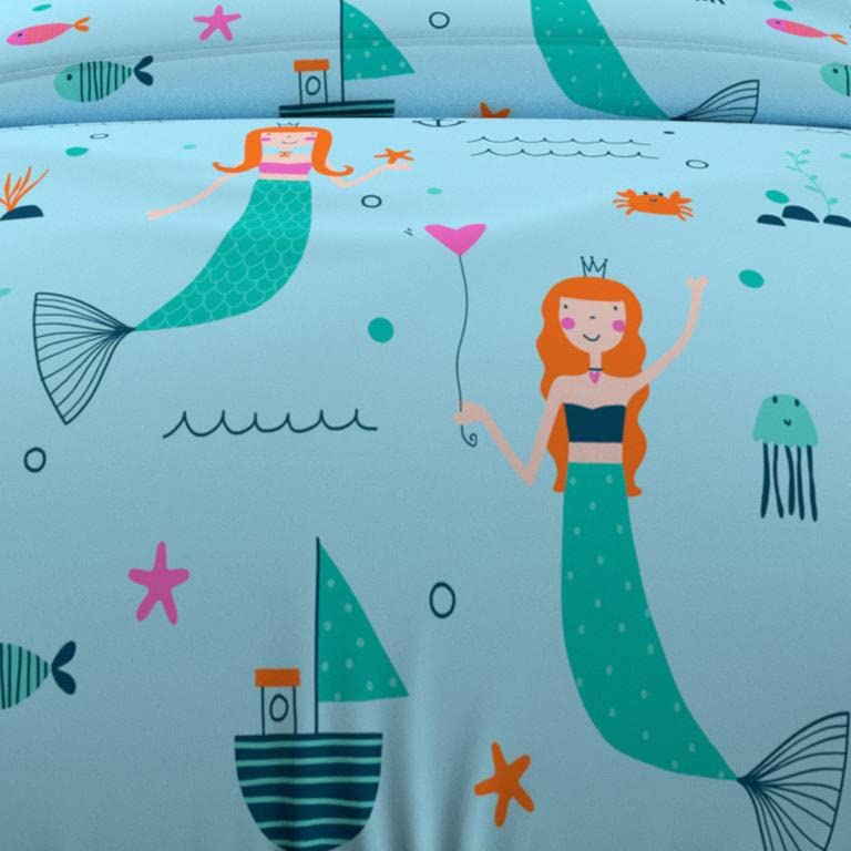 Soleil d'ocre, Duvet Cover Set 140 x 200 cm Sirens Blue, 100% Cotton, 57 Threads/cm2, Petit lit 1 personne - Image 3