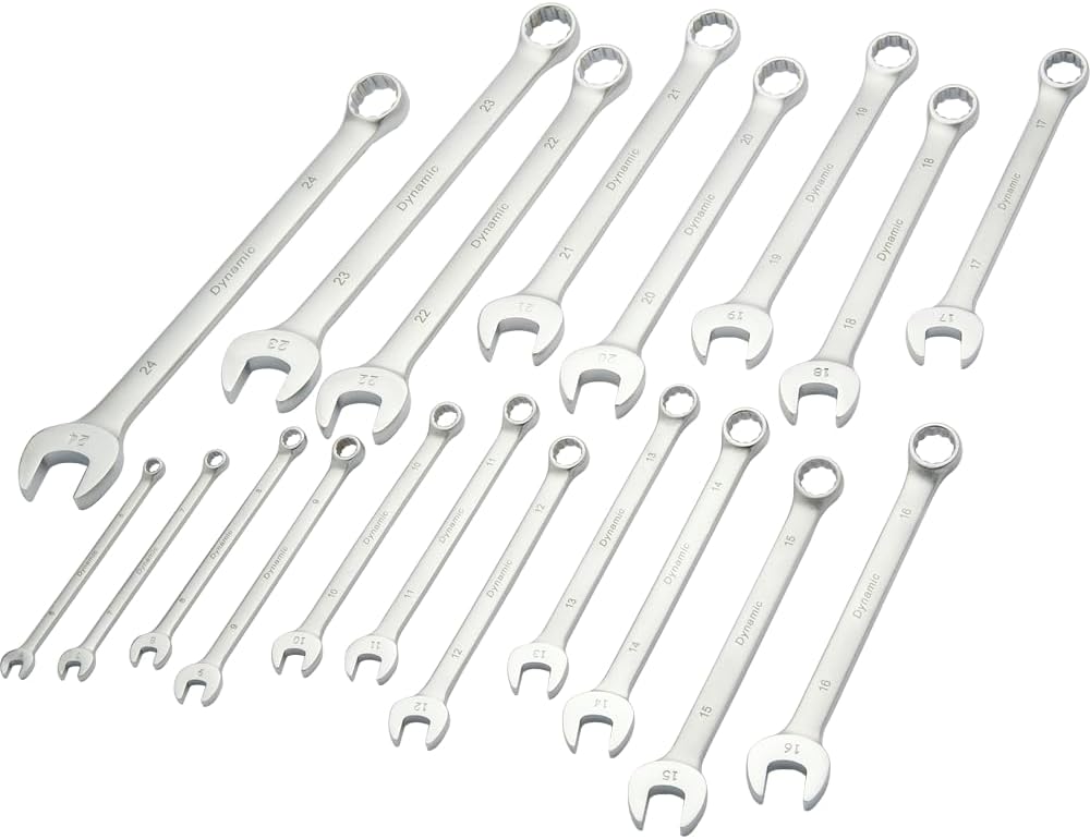 Dynamic Tools 16 Piece Sae Combination Wrench Set, Contractor Series, Satin Finish, 1/4" - 1-1/4" (19 Pc-Metric)