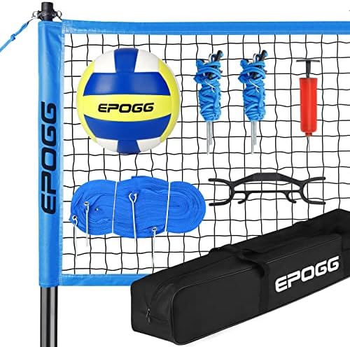 Hamino Volleyball Net Outdoor, Portable Volleyball Net System for Backyard with Adjustable Height Poles/Boundary Line/Pump/Carrying Bag for Outdoor, Backyard, Beach, Lawn Entertainment Sports