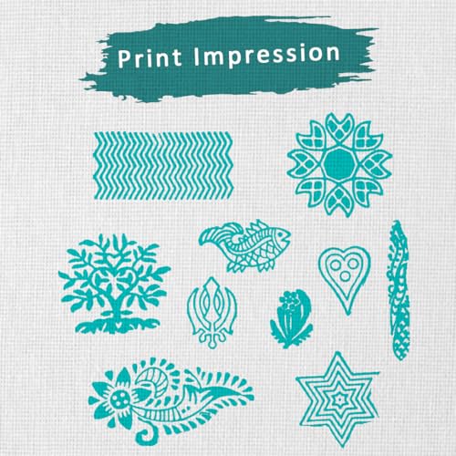 Image of Wooden Indian Traditional Design Printing Stamps /Blocks for Printing Saree Border /Dresses /Craft Card Making /Scrapbook /Clay Pottery (Set of 10)