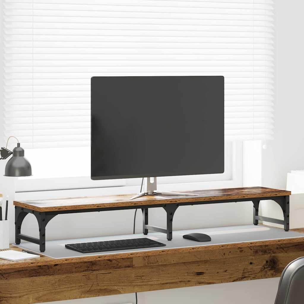 Supporto per monitor in legno anticato, 105 x 23 x 15,5 cm, in legno | Superficie opaca, altezza visiva ergonomica, supporto stabile, facile da pulire, per ufficio domestico