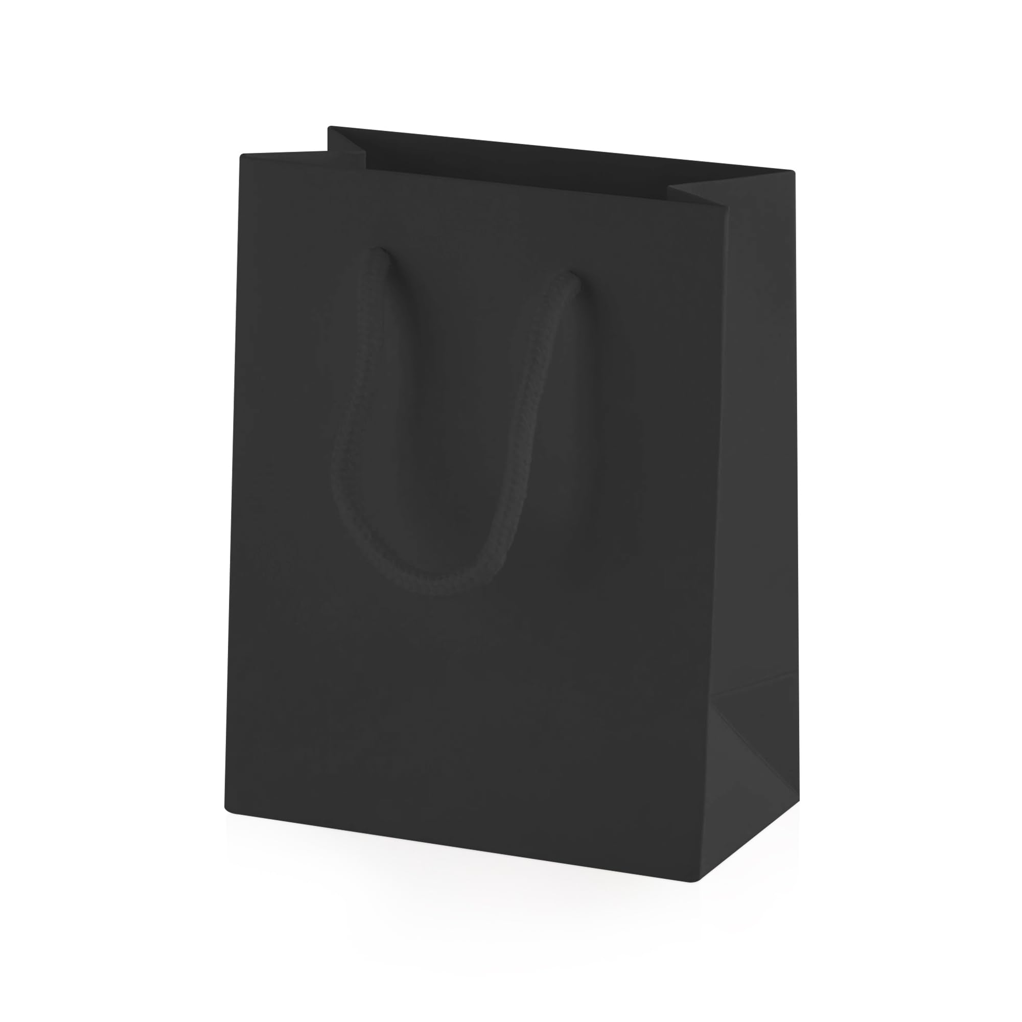 Thepaperbagstore 25× Black Extra Small Matt Gift Bags 11.5×14.5×6.5cm – 250 gsm Boutique Paper Bags with Rope Handles & Reinforced Base – Ideal for Gifts, Weddings, Retail & Corporate Use