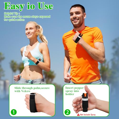 2PCS Mace Pepper Spray Holder，Adjustable Reflective Personal Defense Spray Wristband, Women\'s Personal Defense Spray Pouch, Ideal for Running, Jogging, and Nighttime Safety - Thumbnail 3