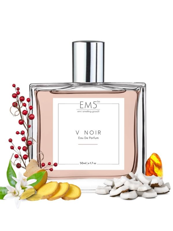 Image of EM5 V Noir Day & Night Perfume for Women | Warm Spicy Coconut White Floral Fragrance | Eau De Parfum Spray | Luxury Gift for Her