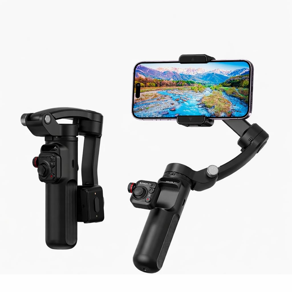 SKYVILLA 3 Axis Gimbal Stabilizer for All Smartphones | Handheld Gimble Stick with Grip Tripod | Face Tracking, Time Lapse, FPV Mode | 12 Hours Battery for Vlogging (Black Gray)-image-4