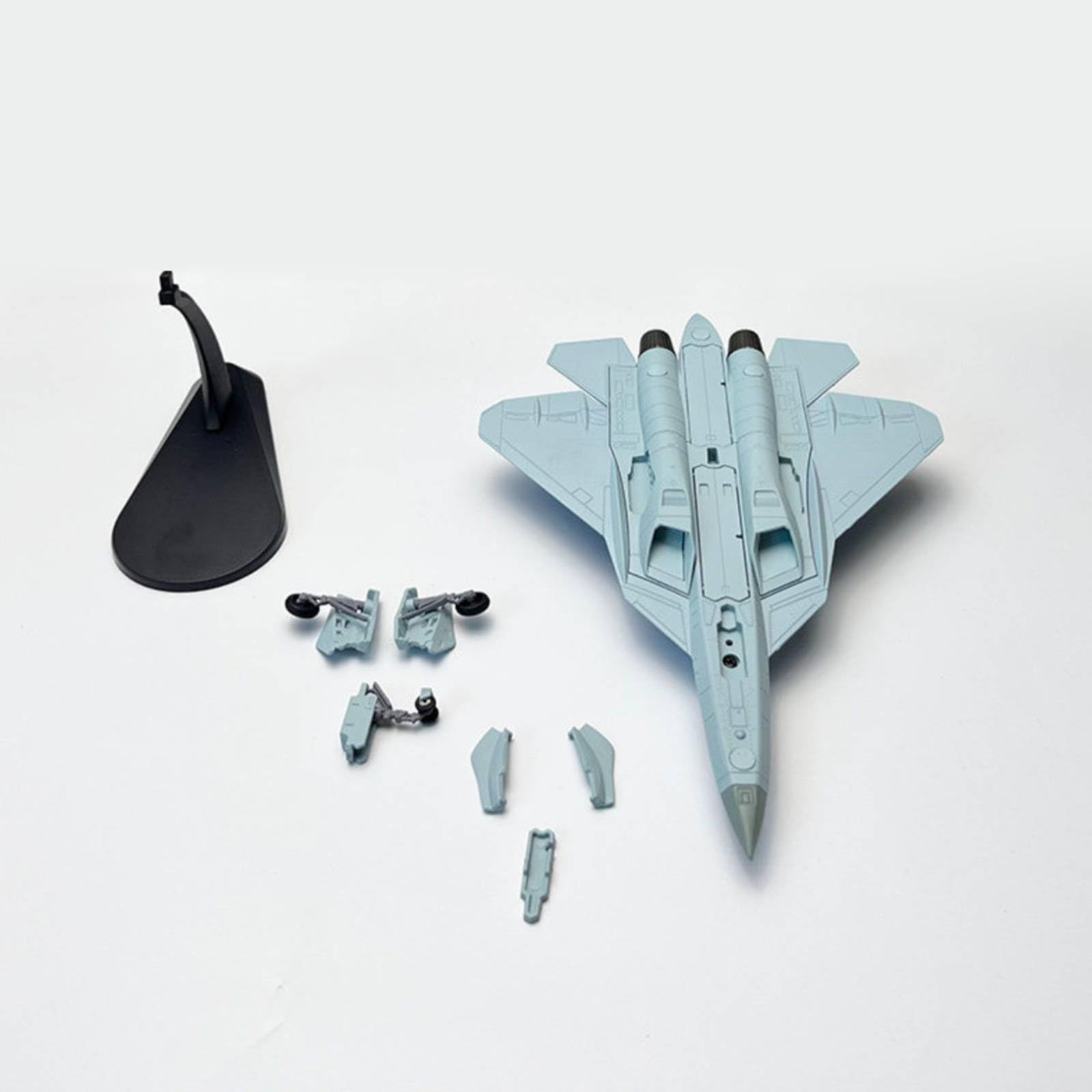 Qianly Modellino Del Caccia-57 Statico Aereo in Miniatura con Supporto Militare Modello per Scrivania, SU57 Geometria Frattale Intercambiabile