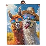 Cool Llama Alpaca Throw Blanket for Boys Girls Kids Adults, Cozy Funny Animal...