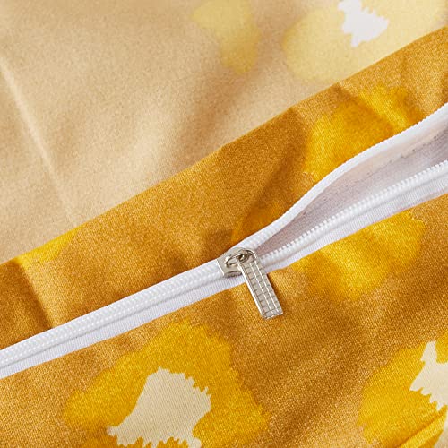 Kadsh Cheetah Printed Duvet Cover Set Queen, Leopard Print Comforter Cover 3 Pcs ,Africa Wild Animal Theme Bedding Set Yellow With 2 Pillow Cases (Yellow Leopard,Queen 229X229Cm) #TOP7