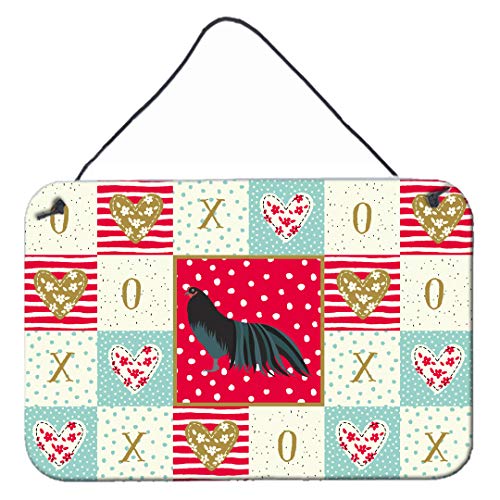 Caroline's Treasures CK5260DS812 Sumatra Chicken Love Wall or Door Hanging Prints, Red Aluminum Metal Sign Kitchen Wall Bar Bathroom Plaque Home Decor, 8x12, Multicolor