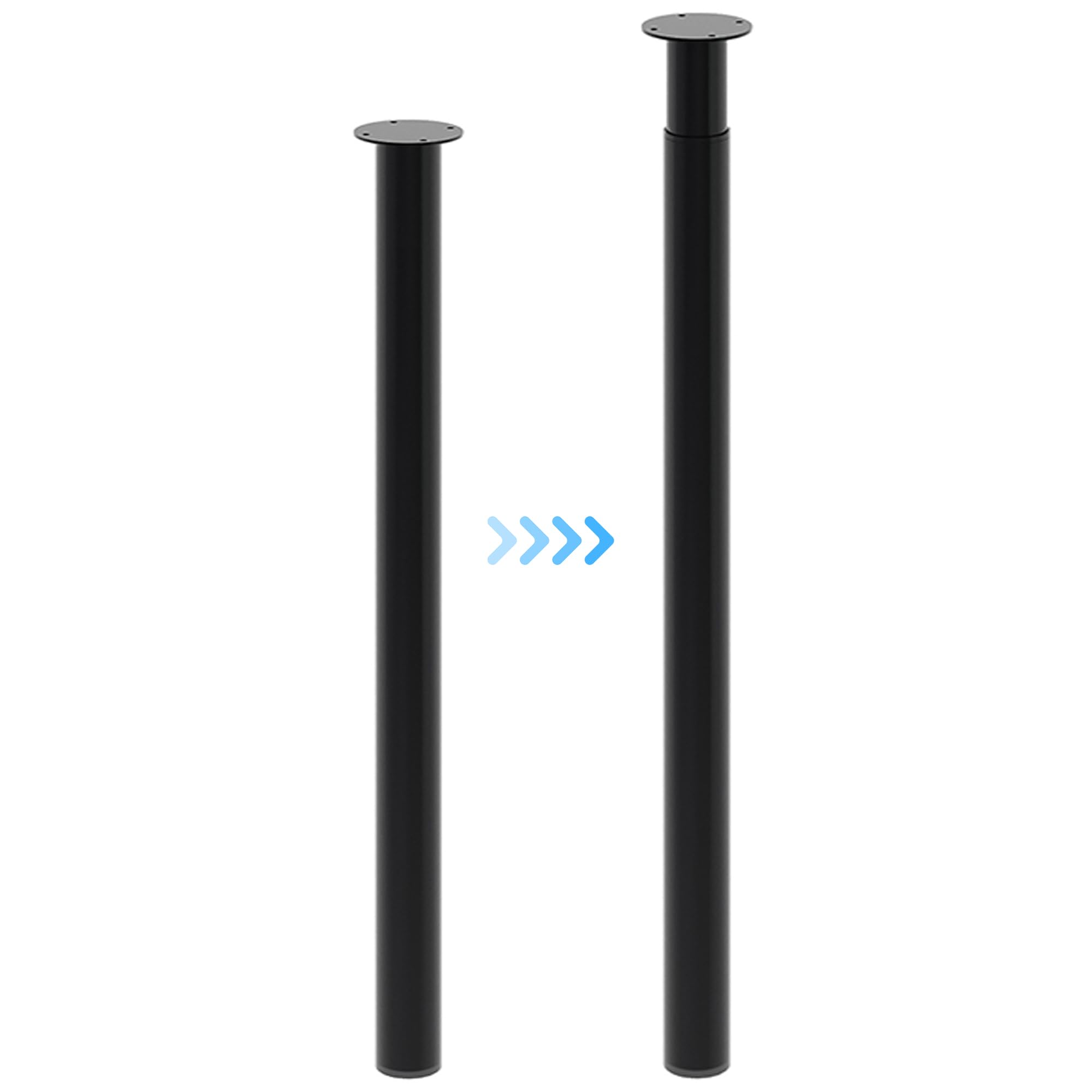 INMOZATA 1 gambe da tavolo regolabili in altezza, 70-110 cm, colore nero, in metallo, con protezione per pavimento e viti per comò, tavolo da pranzo, scrivania