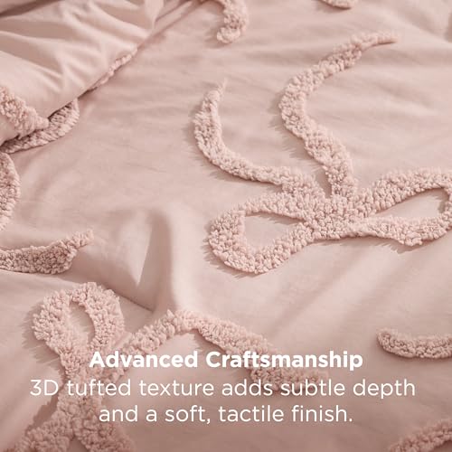 Image of Bedsure Tufted Rose Pink King Comforter Set, GentleSoft 3 Pieces Bow Cute Bedding Pink Room Decor, Gifts for Girls Teens Women, All Seasons, 1 Bed Comforter, 2 Pillow Shams, 104x90 Inches