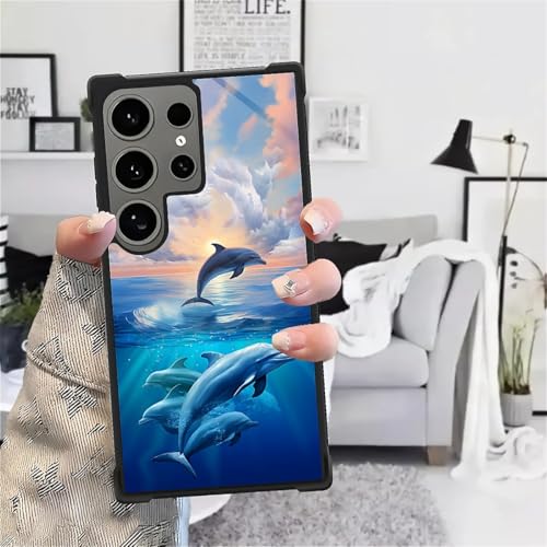 FKBRCL4U for Samsung Galaxy S24 Ultra Case, Sunset Dolphin Ocean Pattern Graphic Design Girl Boy Soft Silicone Hard Acrylic Shock Protection for Samsung Galaxy S24 Ultra - image 7