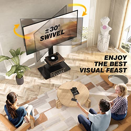 5Rcom Floor Tv Stand With Mount, Height Adjustable Tv Floor Stand With Shelves For 32 37 43 50 55 60 65 70 Inch Plasma Lcd Led Flat Or Curved Screen Tvs, Tv Stand For Bedroom, Living Room #TOP2