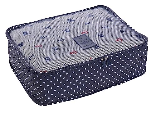 Image of Nightstar 6 Pcs Foldable Luggage and Laundry Bag Pouch Waterproof Travel Toiletry Organizer Garment Storage Bag Portable Packing Cubes (1 Pc)(Navy Blue)