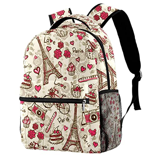 Sac à dos rétro Tour Eiffel Paris avec porte-bouteille