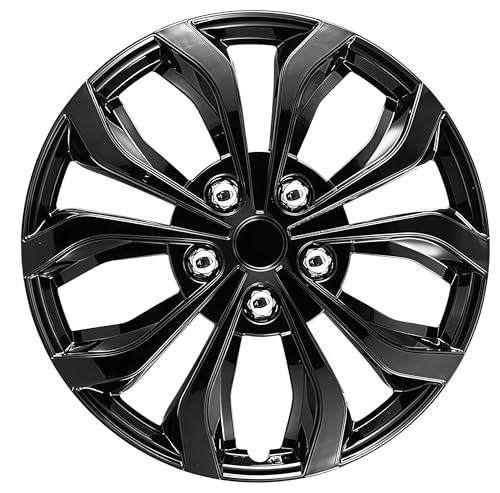 Wisgol Universelle Radkappen 4er-Set kompatibel mit Stahlfelgen Snap-On Design (Schwarz 17 Zoll)