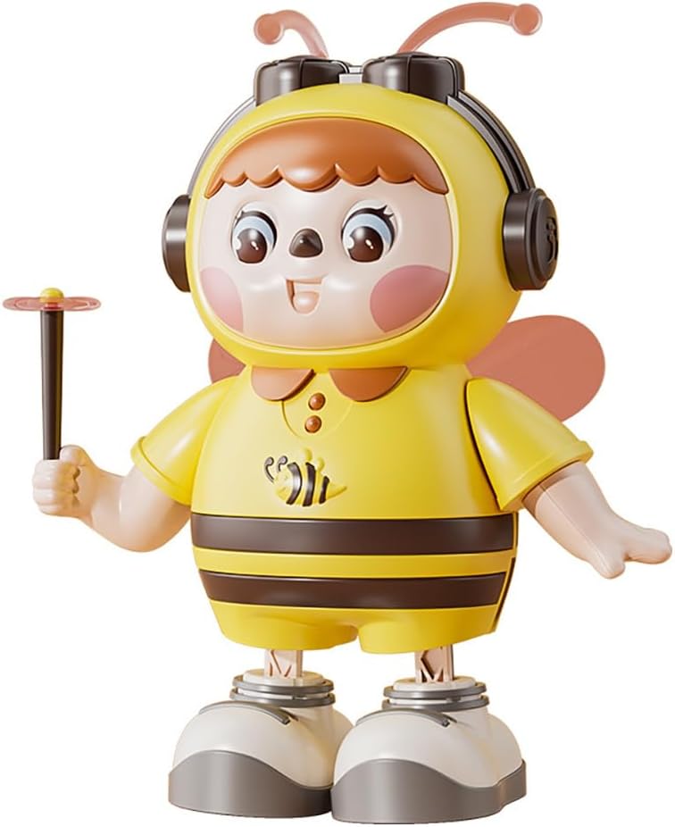 Miracland Dancing Bee Musical Toy - Baby Crawling Robot with Cool Lights & Dynamic Music, Moving Legs, Twisting Body & Moving Eyes (Pink Wings)