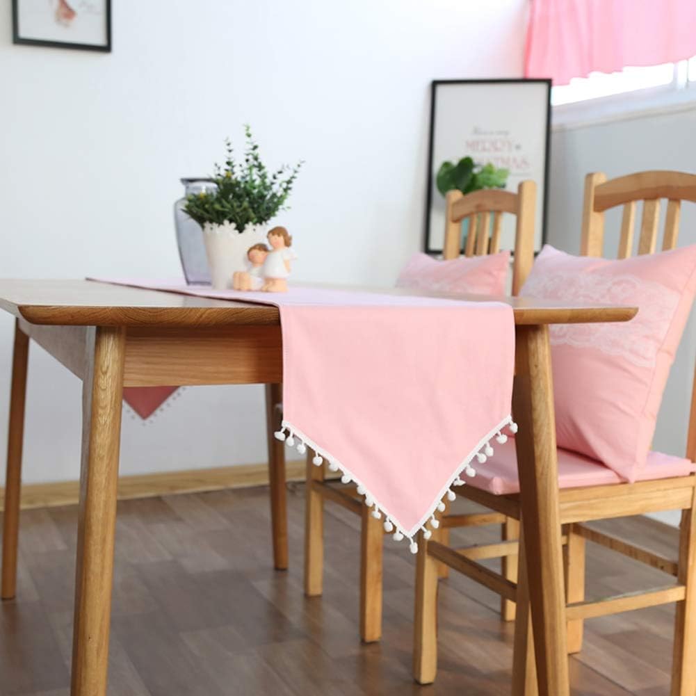 AGYH Table Flag Modern Simple Pink Solid Color Fresh Pastoral Coffee Table Dining Table Nordic Strip Double Insulated Tablecloth 30 * 220cm (Size : 30 * 180cm)