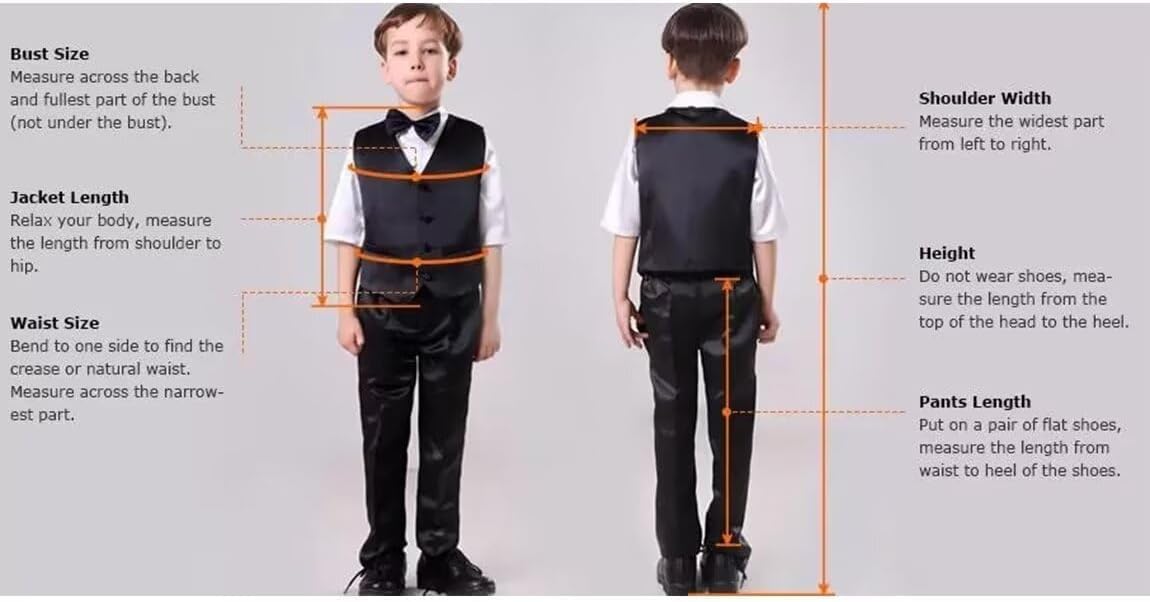Boys Tuxedo Suit Notch Lapel Slim Fit 3 Pieces Formal Dresswear Blazer Vest Pants Wedding Party Prom for Teenage