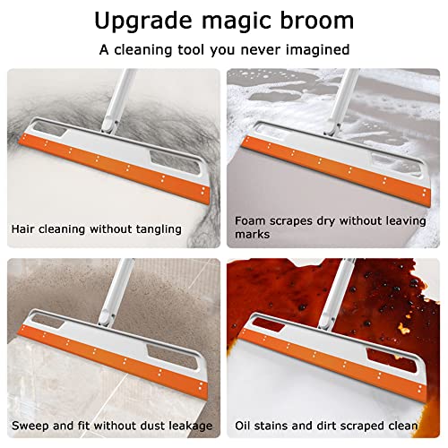 Multifunction Magic Broom, Household Silicone Wiper Floor Squeegee Non-Stick Hair Sweeping Tool 4 In 1 Adjustable Floor Scraping Sweeper For Bathroom, Window, Kitchen, Tile Floor Cleaning (Purple) #TOP2