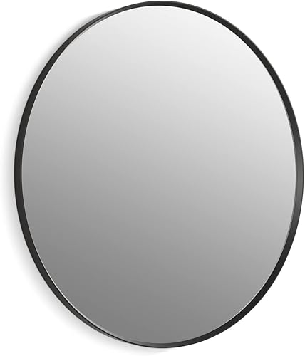 Vista 100 de Kohler Essential - Espejo de tocador ovalado enmarcado de 20 pulgadas de ancho x 40 pulgadas de alto en oro cepillado moderno Moderno dorado