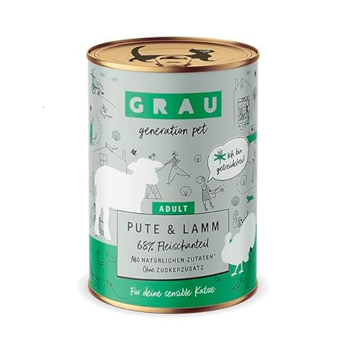 Produktbild von Grau – das Original – Nassfutter für Katzen Pute & Lamm - 6 x 400 g