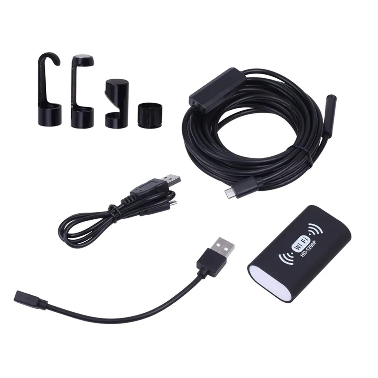 WiFi Endoscope Dual Camera Autofocus 2mp 5mp 2meter Semi Rigid Hard Wire 6 LED Lights to View in Dark Area Inspection Camera for Android/iOS and PC (Basic WiFi with 5 Meter Wire)-image-16
