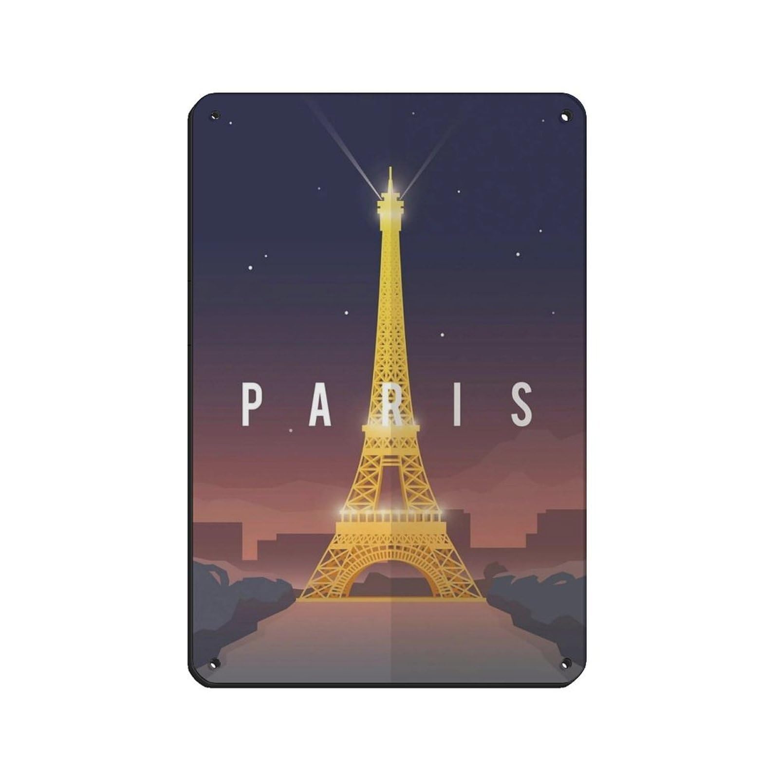 Paris Travel Poster, France Poster (3) Retro Poster Metal Tin Sign Chic Art Retro Iron Painting Bar People Cave Cafe Family Garage Poster Wall Decoration 8x12inch(20x30cm)