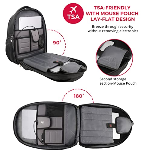 Swissdigital Design Terabyte Tsa Laptop Backpack Men's Usb Charging Port Large Capacity Business Travel Backpack Black（J16Btfb-41）| With Apple Find My Network #TOP4