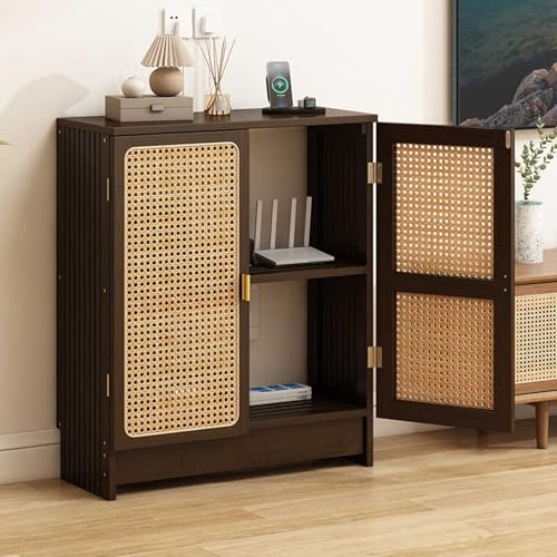 Armadio di archiviazione router WiFi, in rattan, per la gestione di ciabatte e cavi, soluzione indipendente per casa e ufficio