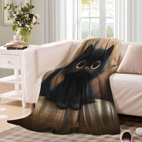 Couverture lit microfibre chat noir plaid 200x230 cm - 4