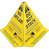 Global Industrial Trilingual 'Do Not Stack' Printed Pallet Cones, 8'W x 8'L x 10'H, Corrugated Cardboard Construction, Yellow, 50/Pk, Prevents Double Stacking, Ships Flat