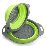 🧺 Fácil de limpia: se puede limpiar en el lavavajillas y fregaplatos, eso es buena opnión del cocina de colador plegable silicona, el sistema del escurrir rápido los aguas lo que no almacena fácil sucio, cuida sus saludes.