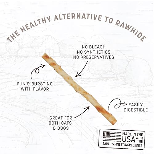 Earth Animal No Hide Stix Peanut Butter Flavored Natural Rawhide Free Dog Chews Long Lasting Chew Sticks | Treats for Small Dogs and Cats | Great for Aggressive Chewers 1.6 Oz