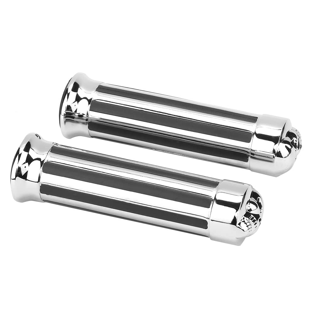 Coprimanubrio a forma di teschio in alluminio da 25 mm per moto, adatto universalmente per, impugnatura in gomma resistente con design confortevole per ridurr