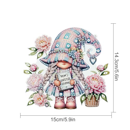 Image of AiYuanzsh Diamond Art Hanging Kits for Adults, Cute Girl DIY Crystal Rhinestone Painting Wreath Kits, Colored Point Crystal Diamond Art Window Pendants Home Garden Wall Door Birthday Festival Gifts