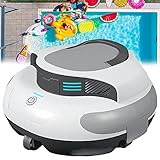 【Pulitore per piscina senza fili】: di' addio al fastidio dei cavi aggrovigliati e dei tubi ingombranti. Il pulitore per piscina senza fili e senza tubo è alimentato da una batteria interna da 5000 mAh, che gli conferisce la libertà di muoversi facilmente nella piscina e ti consente di rilassarti e goderti la tua piscina pulita e scintillante.