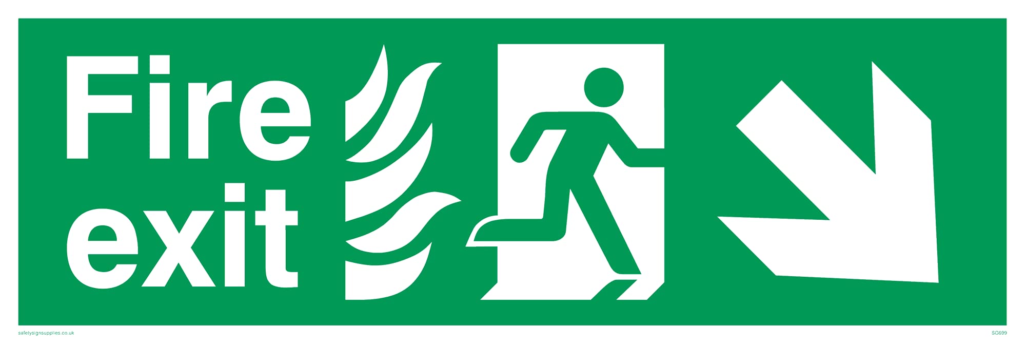 Pack of five - Fire ExitArrow Down Right Sign - 300x100mm - L31