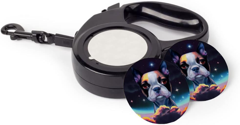 Boston Terrier Retractable Pet Leash - Cool Print Leash - Galaxy Dog Leash - 197 inches